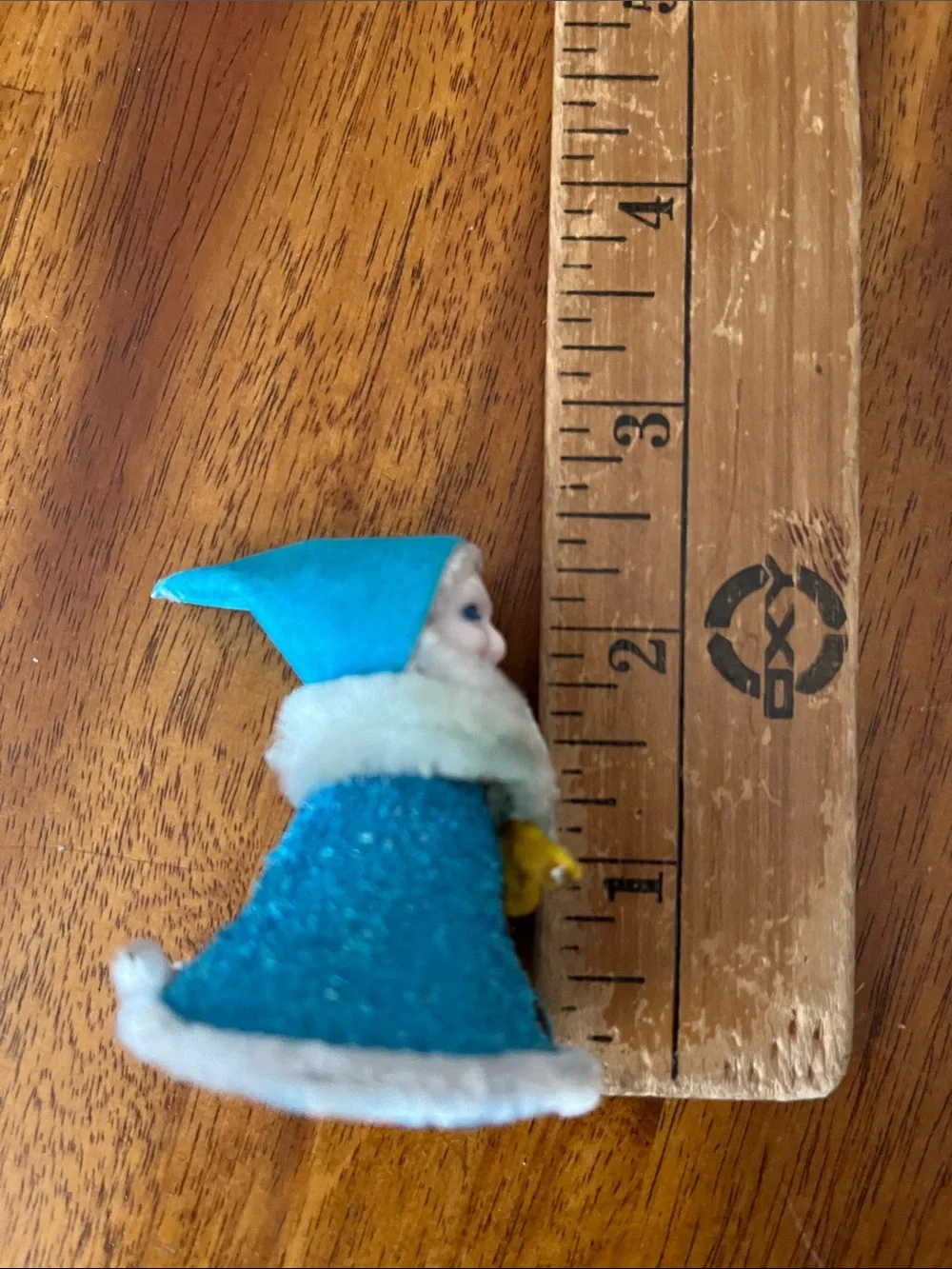 Vtg Putz Chenille Mica Blue Side Eye Pixie Elf Gnome Christmas Decor MCM